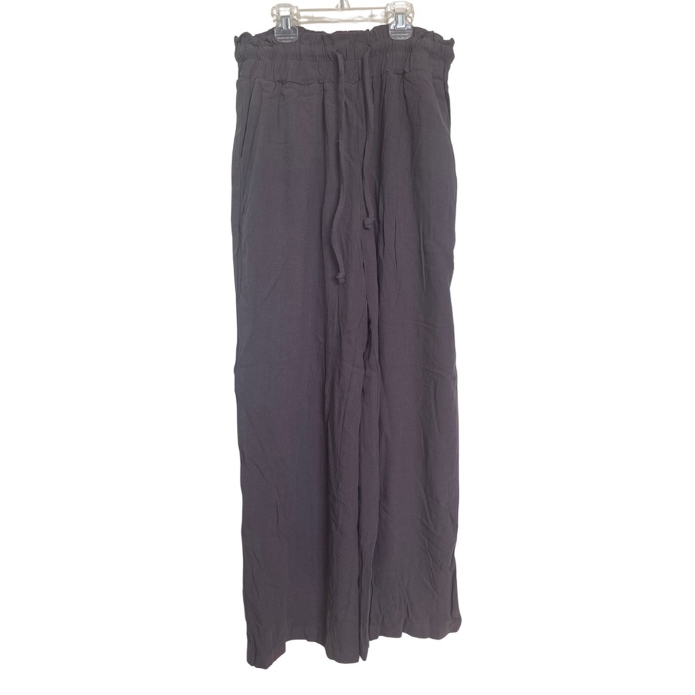 UEU Dark Mauve Flowy Linen/Rayon Pants